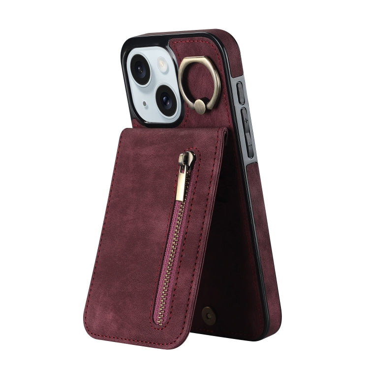 Retro Ring und Reißverschluss RFID-Kartenfach Handyhülle, für iPhone 16 Pro, für iPhone 16 Plus, für iPhone 16, für iPhone 15 Pro Max, für iPhone 15 Pro, für iPhone 15 Plus