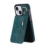 Retro Ring und Reißverschluss RFID-Kartenfach Handyhülle, für iPhone 16 Pro, für iPhone 16 Plus, für iPhone 16, für iPhone 15 Pro Max, für iPhone 15 Pro, für iPhone 15 Plus