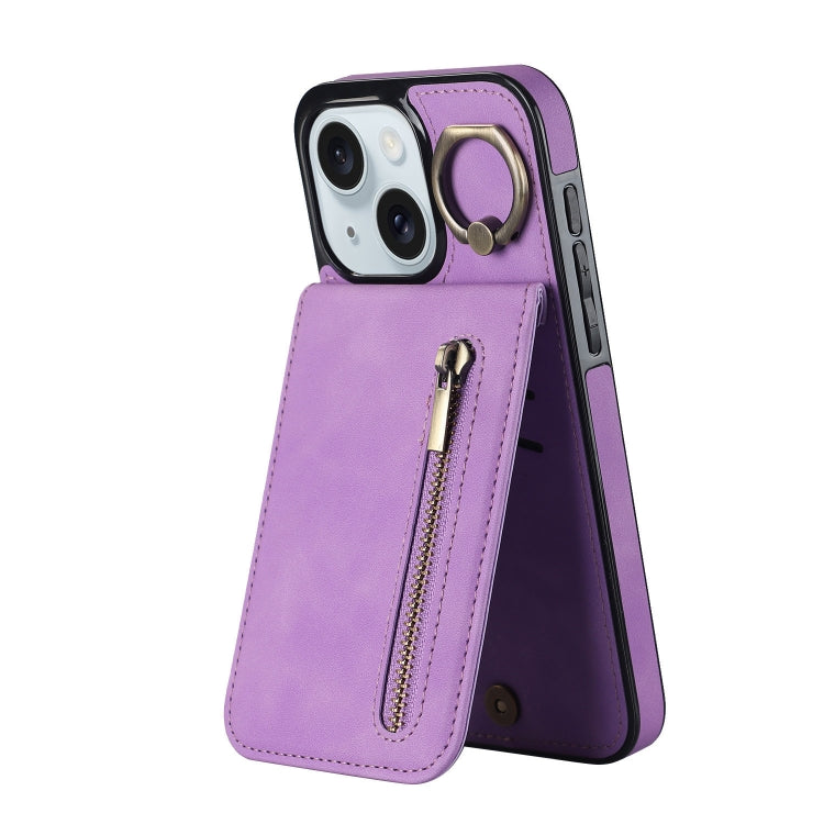 Retro Ring und Reißverschluss RFID-Kartenfach Handyhülle, für iPhone 16 Pro, für iPhone 16 Plus, für iPhone 16, für iPhone 15 Pro Max, für iPhone 15 Pro, für iPhone 15 Plus
