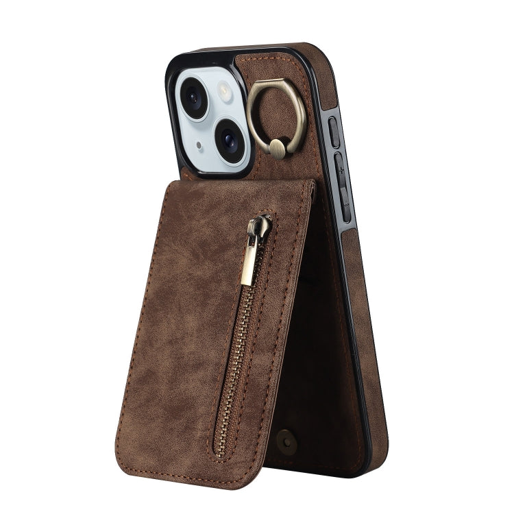 Retro Ring und Reißverschluss RFID-Kartenfach Handyhülle, für iPhone 16 Pro, für iPhone 16 Plus, für iPhone 16, für iPhone 15 Pro Max, für iPhone 15 Pro, für iPhone 15 Plus