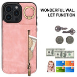 Retro Ring und Reißverschluss RFID-Kartenfach Handyhülle, für iPhone 16 Pro, für iPhone 16 Plus, für iPhone 16, für iPhone 15 Pro Max, für iPhone 15 Pro, für iPhone 15 Plus