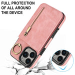 Retro Ring und Reißverschluss RFID-Kartenfach Handyhülle, für iPhone 16 Pro, für iPhone 16 Plus, für iPhone 16, für iPhone 15 Pro Max, für iPhone 15 Pro, für iPhone 15 Plus