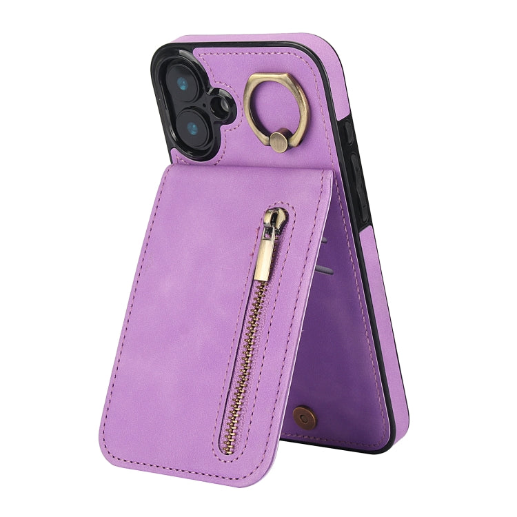 Retro Ring und Reißverschluss RFID-Kartenfach Handyhülle, für iPhone 16 Pro, für iPhone 16 Plus, für iPhone 16, für iPhone 15 Pro Max, für iPhone 15 Pro, für iPhone 15 Plus