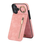 Retro Ring und Reißverschluss RFID-Kartenfach Handyhülle, für iPhone 16 Pro, für iPhone 16 Plus, für iPhone 16, für iPhone 15 Pro Max, für iPhone 15 Pro, für iPhone 15 Plus