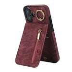 Retro Ring und Reißverschluss RFID-Kartenfach Handyhülle, für iPhone 16 Pro, für iPhone 16 Plus, für iPhone 16, für iPhone 15 Pro Max, für iPhone 15 Pro, für iPhone 15 Plus