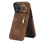 Retro Ring und Reißverschluss RFID-Kartenfach Handyhülle, für iPhone 16 Pro, für iPhone 16 Plus, für iPhone 16, für iPhone 15 Pro Max, für iPhone 15 Pro, für iPhone 15 Plus