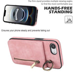Retro-Ring- und Reißverschluss-RFID-Kartensteckplatz-Handyhülle, für iPhone 17e / 16e, für iPhone 17 Pro Max, für iPhone 17 Pro, für iPhone 17, für iPhone Air, für iPhone 16 Pro Max