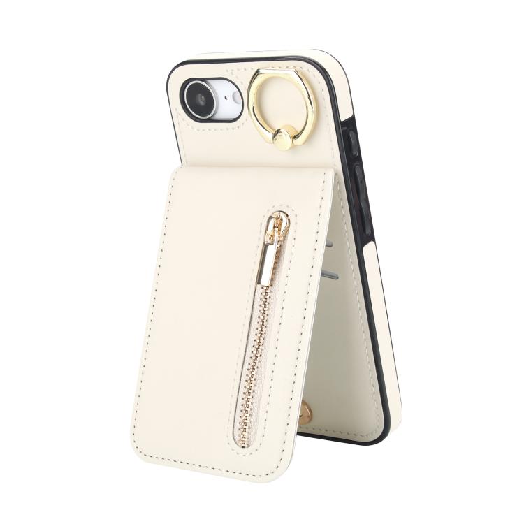 Retro-Ring- und Reißverschluss-RFID-Kartensteckplatz-Handyhülle, für iPhone 17e / 16e, für iPhone 17 Pro Max, für iPhone 17 Pro, für iPhone 17, für iPhone Air, für iPhone 16 Pro Max