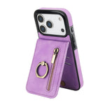 Retro-Ring- und Reißverschluss-RFID-Kartensteckplatz-Handyhülle, für iPhone 17e / 16e, für iPhone 17 Pro Max, für iPhone 17 Pro, für iPhone 17, für iPhone Air, für iPhone 16 Pro Max