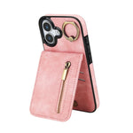Retro-Ring- und Reißverschluss-RFID-Kartensteckplatz-Handyhülle, für iPhone 17e / 16e, für iPhone 17 Pro Max, für iPhone 17 Pro, für iPhone 17, für iPhone Air, für iPhone 16 Pro Max