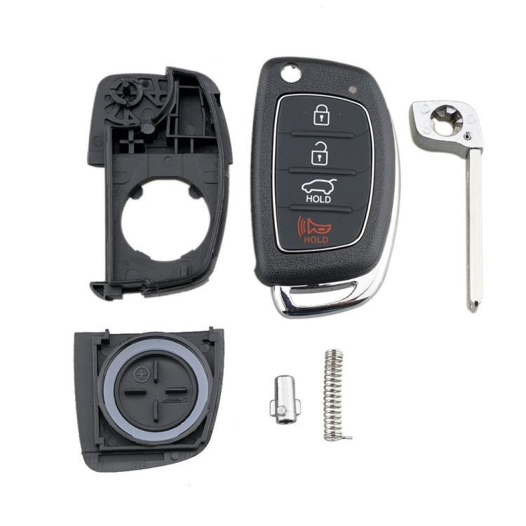 4-button Folding Car Key Shell with Metal Edge Solaris ix35 ix4 Santa For Hyundai Sonata 2014-2017 / Tucson 2016-2019 /  Santa Fe 2013-2016, For Hyundai 4-button Solaris ix35 ix4