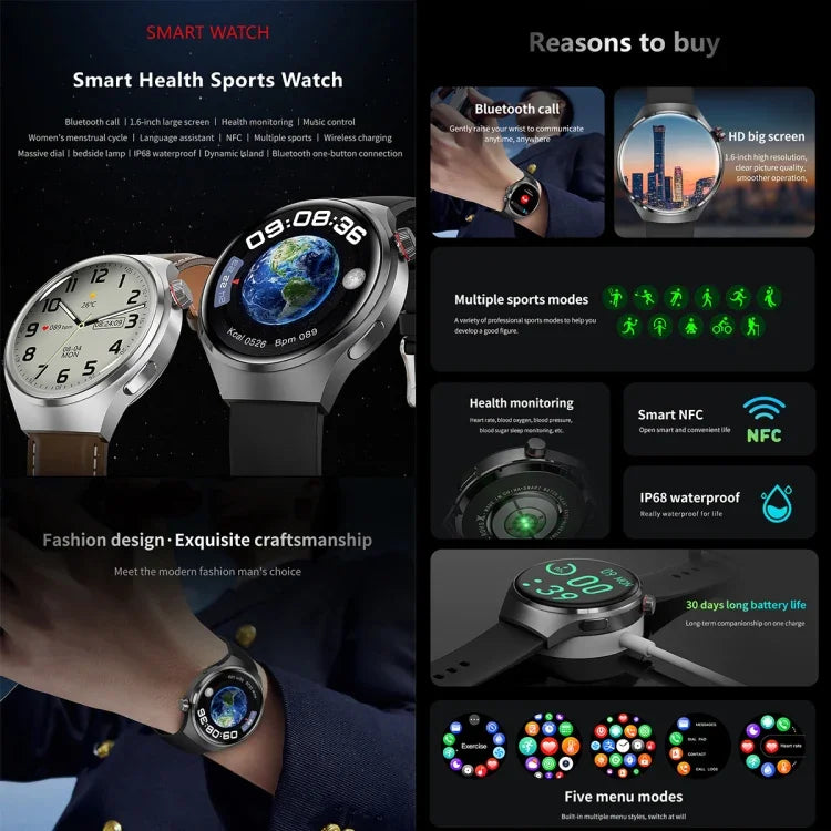 G4 Smart Bracelet 1,53 Zoll Smartwatch, unterstützt Bluetooth-Anrufe / NFC / Herzfrequenzmessung