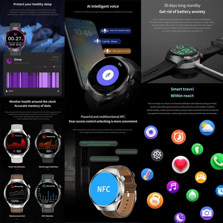 G4 Smart Bracelet 1,53 Zoll Smartwatch, unterstützt Bluetooth-Anrufe / NFC / Herzfrequenzmessung