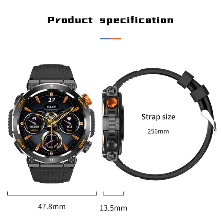 HT17 1,46 Zoll Rundbildschirm Bluetooth Smartwatch, unterstützt Gesundheitsüberwachung und über 100 Sportmodi