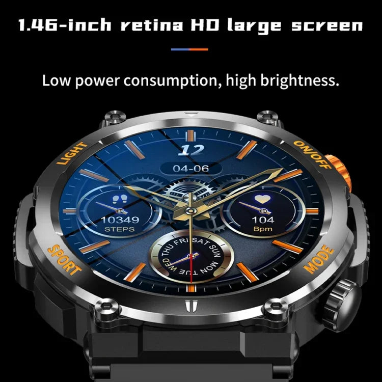 HT17 1,46 Zoll Rundbildschirm Bluetooth Smartwatch, unterstützt Gesundheitsüberwachung und über 100 Sportmodi