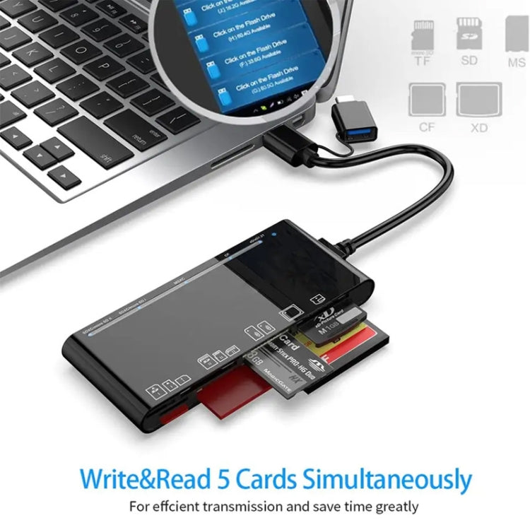 CR7 USB3.0 + Type-C Multifunktions-Kartenleser CF / XD / MS / SD / TF Karte 7 in 1, USB3.0 + Type-C