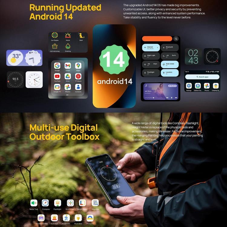 Ulefone Armor 24, robustes Smartphone, seitlicher Fingerabdrucksensor, 22.000 mAh Akku, 6,78 Zoll Display, Android 14, MediaTek Helio G96 Octa-Core-Prozessor, Netzwerk: 4G, NFC, Armor 24