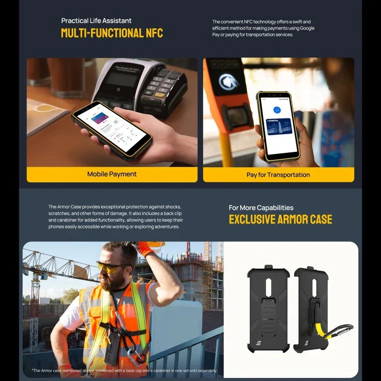 Ulefone Armor X12, robustes Smartphone, Gesichtserkennung, 5,45 Zoll, Android 13 Go, MediaTek Helio A22 Quad-Core-Prozessor, Netzwerk: 4G, NFC, 3 GB RAM + 32 GB Speicher