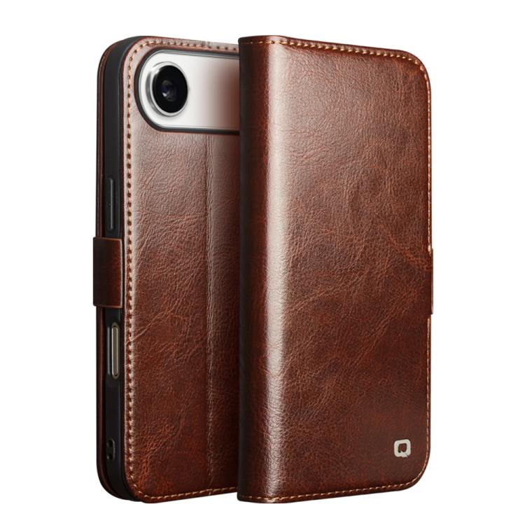 QIALINO Classic 103 Schnalle Echtes Leder Handyhülle, für iPhone 17e / 16e, für iPhone 17 Pro Max, für iPhone 17 Pro, für iPhone 17, für iPhone Air, für iPhone 15 Pro Max, für iPhone 15 Plus, für iPhone 15