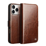 QIALINO Classic 103 Schnalle Echtes Leder Handyhülle, für iPhone 17e / 16e, für iPhone 17 Pro Max, für iPhone 17 Pro, für iPhone 17, für iPhone Air, für iPhone 15 Pro Max, für iPhone 15 Plus, für iPhone 15