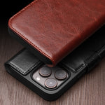 QIALINO Classic 103 Schnalle Echtes Leder Handyhülle, für iPhone 17e / 16e, für iPhone 17 Pro Max, für iPhone 17 Pro, für iPhone 17, für iPhone Air, für iPhone 15 Pro Max, für iPhone 15 Plus, für iPhone 15