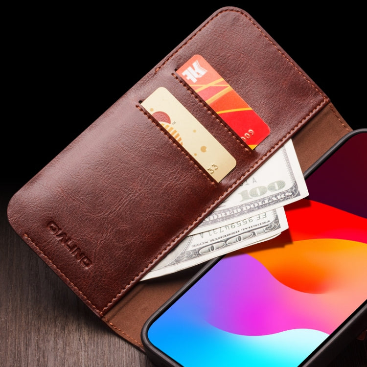 QIALINO Classic 103 Schnalle Echtes Leder Handyhülle, für iPhone 17e / 16e, für iPhone 17 Pro Max, für iPhone 17 Pro, für iPhone 17, für iPhone Air, für iPhone 15 Pro Max, für iPhone 15 Plus, für iPhone 15
