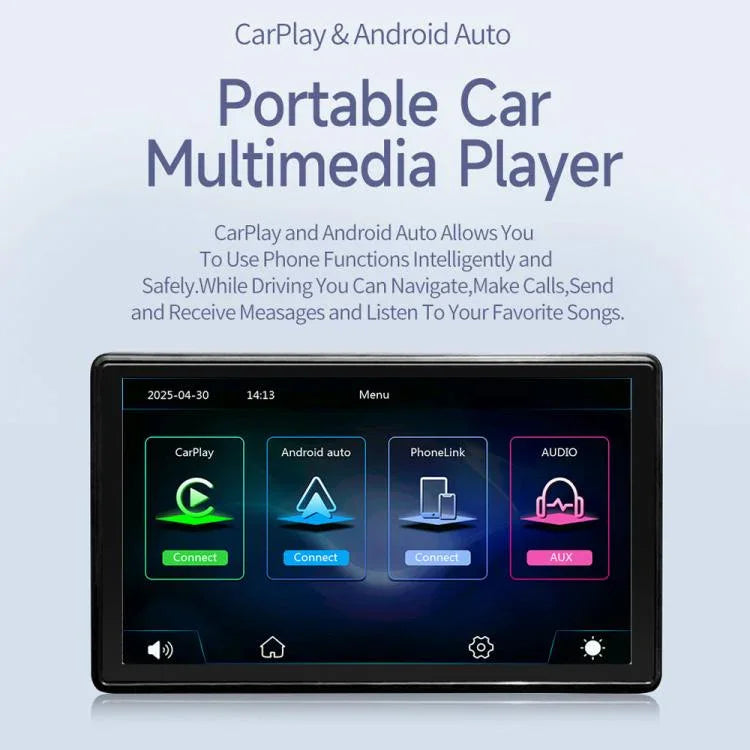 Auto 7 Zoll IPS tragbarer Smart-Bildschirm kabellose Bildschirmprojektion CarPlay Android Auto, mit Rückfahrkamera, mit Rückfahrkamera
