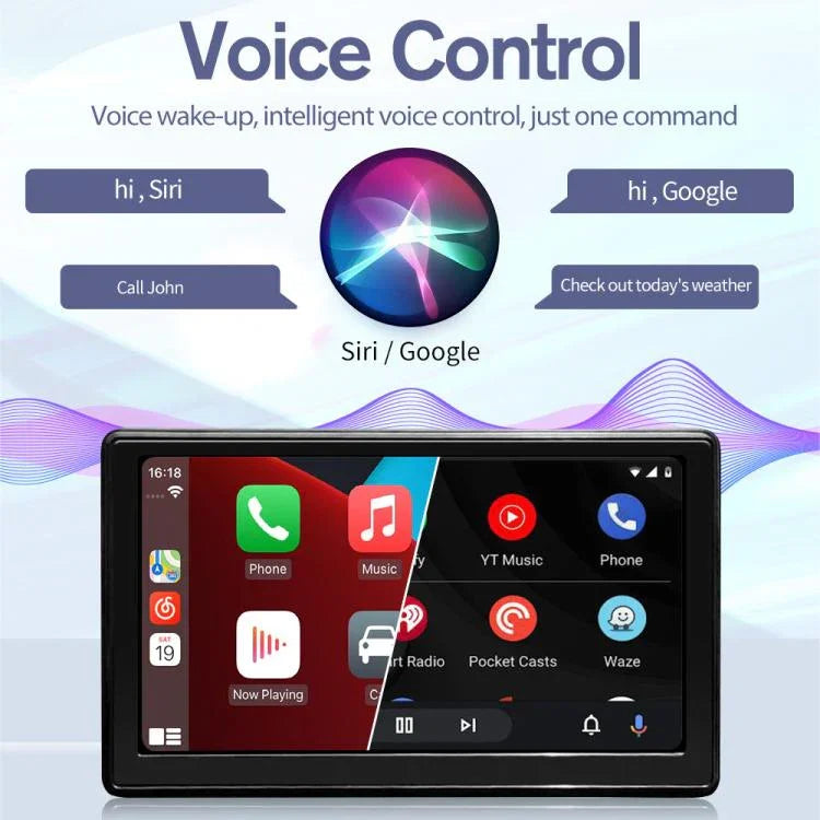 Auto 7 Zoll IPS tragbarer Smart-Bildschirm kabellose Bildschirmprojektion CarPlay Android Auto, mit Rückfahrkamera, mit Rückfahrkamera