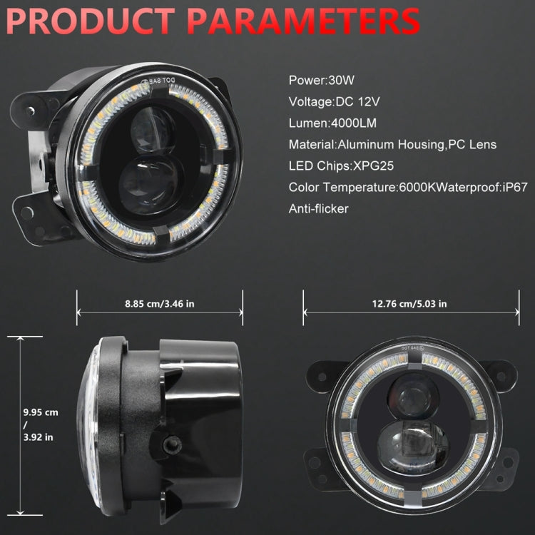 Y4 4 inch 1 Pair Light Guide Dual Lens Fog Light, For Jeep Wrangler JK 2 Door 2007-2015