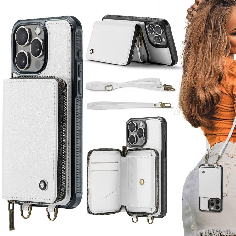 JEEHOOD C22 Serie Reißverschluss-Brieftasche Leder Handyhülle mit doppelter Umhängeschnur, für iPhone 17 Pro Max, für iPhone 17 Pro, für iPhone Air, für iPhone 16 Pro Max, für iPhone 16 Pro, für iPhone 16 Plus, für iPhone 16, für iPhone 15 Pro Max