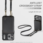 JEEHOOD C22 Serie Reißverschluss-Brieftasche Leder Handyhülle mit doppelter Umhängeschnur, für iPhone 17 Pro Max, für iPhone 17 Pro, für iPhone Air, für iPhone 16 Pro Max, für iPhone 16 Pro, für iPhone 16 Plus, für iPhone 16, für iPhone 15 Pro Max