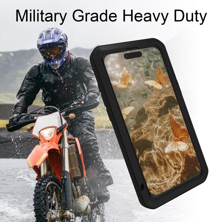 LOVE MEI Metall Stoßfest Wasserfest Staubdicht Handyhülle, Für iPhone 17 Pro Max, Für iPhone 17 Pro, Für iPhone 17, Für iPhone 16 Pro Max, Für iPhone 16 Pro, Für iPhone 16, Für iPhone 15 Pro Max, Für iPhone 15 Pro