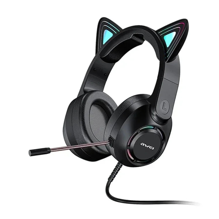 AWEI GM-9 Katze Ohr Buntes Licht Kabelgebundenes Gaming-Headset mit Mikrofon, GM-9
