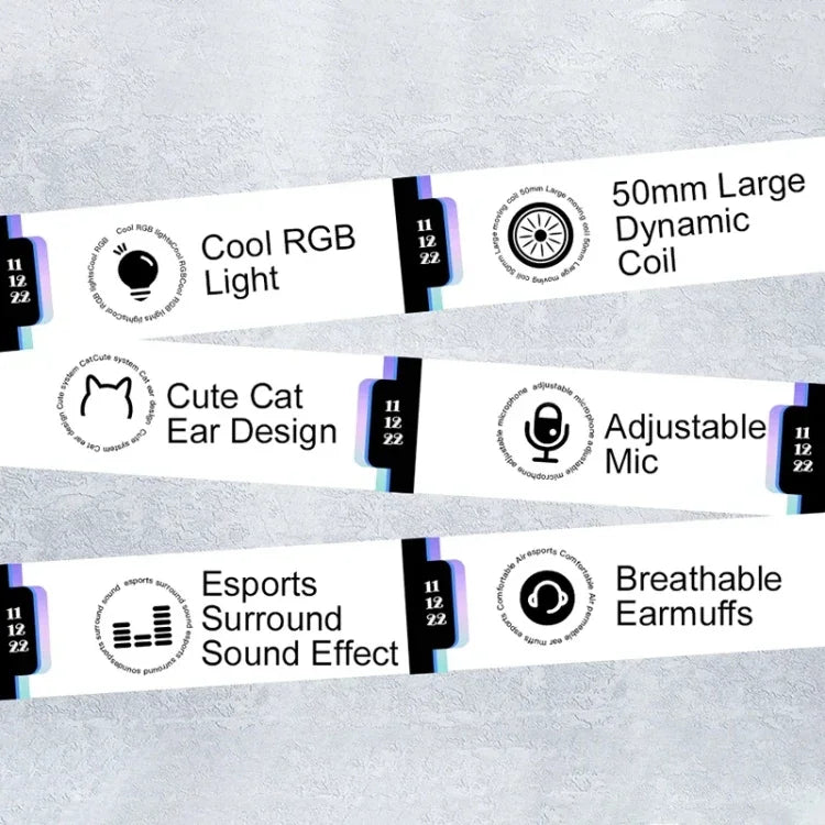 AWEI GM-9 Katze Ohr Buntes Licht Kabelgebundenes Gaming-Headset mit Mikrofon, GM-9