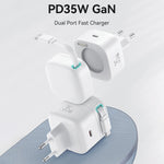 USAMS US-CC202 SMF-Serie PD35W GaN Dual-Port Typ-C Schnellladegerät, EU Stecker