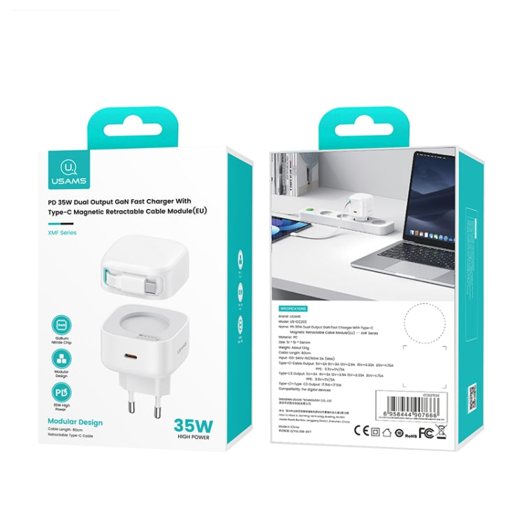 USAMS US-CC202 SMF-Serie PD35W GaN Dual-Port Typ-C Schnellladegerät, EU Stecker