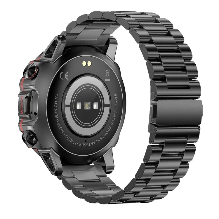 AK56 IP67 BT5.1 1,43-Zoll-Smartwatch mit Unterstützung für Sprachanrufe und Gesundheitsüberwachung, Perlmutt-Edelstahlarmband, Edelstahl-Mesh-Armband