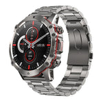 AK56 IP67 BT5.1 1,43-Zoll-Smartwatch mit Unterstützung für Sprachanrufe und Gesundheitsüberwachung, Perlmutt-Edelstahlarmband, Edelstahl-Mesh-Armband