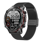 AK56 IP67 BT5.1 1,43-Zoll-Smartwatch mit Unterstützung für Sprachanrufe und Gesundheitsüberwachung, Perlmutt-Edelstahlarmband, Edelstahl-Mesh-Armband