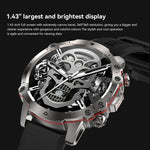 AK56 IP67 BT5.1 1,43-Zoll-Smartwatch mit Unterstützung für Sprachanrufe und Gesundheitsüberwachung, Perlmutt-Edelstahlarmband, Edelstahl-Mesh-Armband
