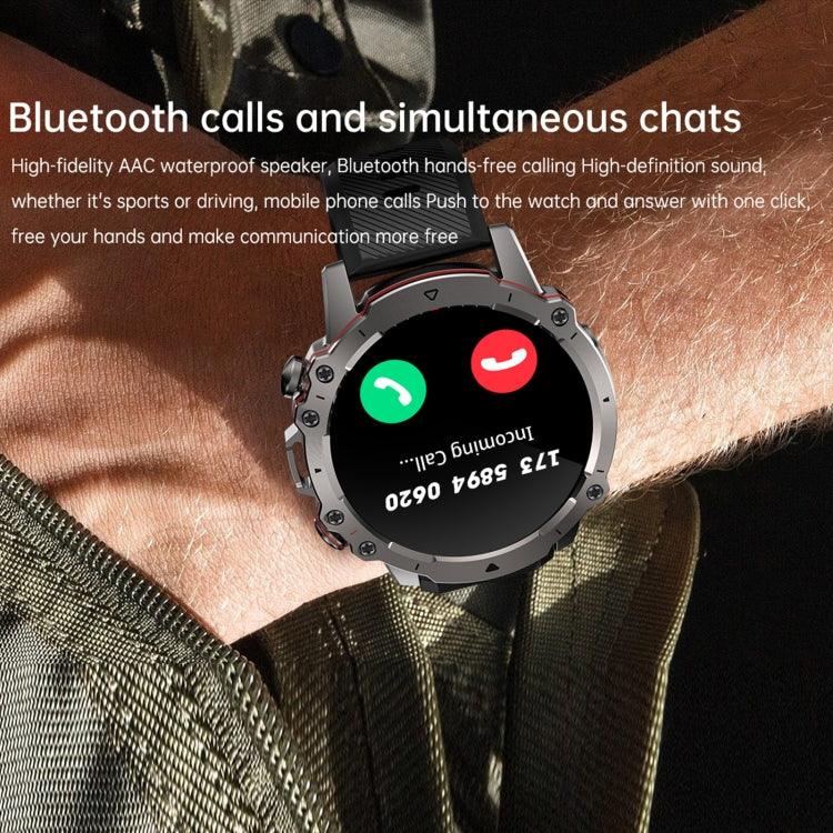 AK56 IP67 BT5.1 1,43-Zoll-Smartwatch mit Unterstützung für Sprachanrufe und Gesundheitsüberwachung, Perlmutt-Edelstahlarmband, Edelstahl-Mesh-Armband
