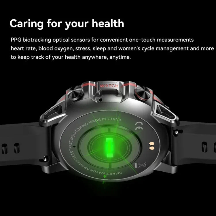AK56 IP67 BT5.1 1,43-Zoll-Smartwatch mit Unterstützung für Sprachanrufe und Gesundheitsüberwachung, Perlmutt-Edelstahlarmband, Edelstahl-Mesh-Armband