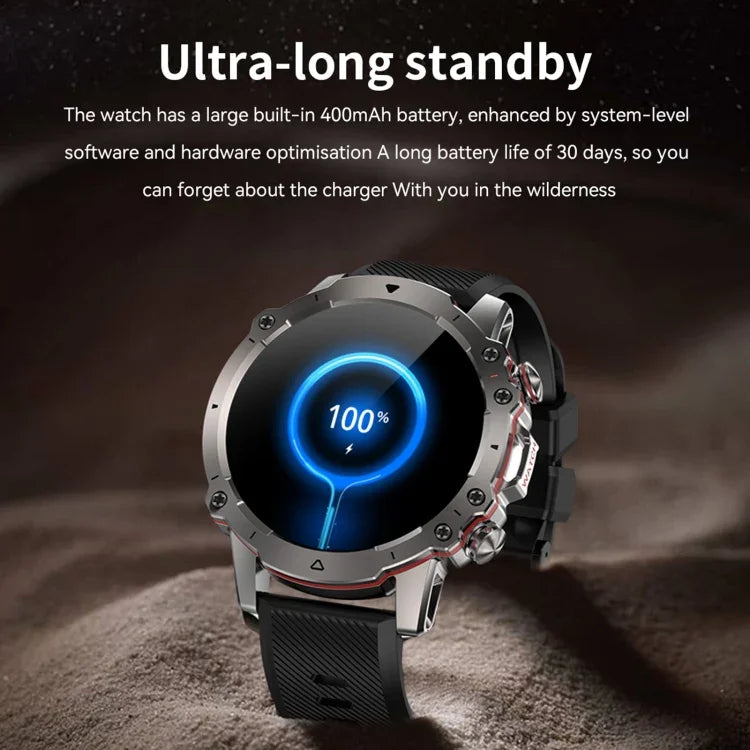 AK56 IP67 BT5.1 1,43-Zoll-Smartwatch mit Unterstützung für Sprachanrufe und Gesundheitsüberwachung, Perlmutt-Edelstahlarmband, Edelstahl-Mesh-Armband