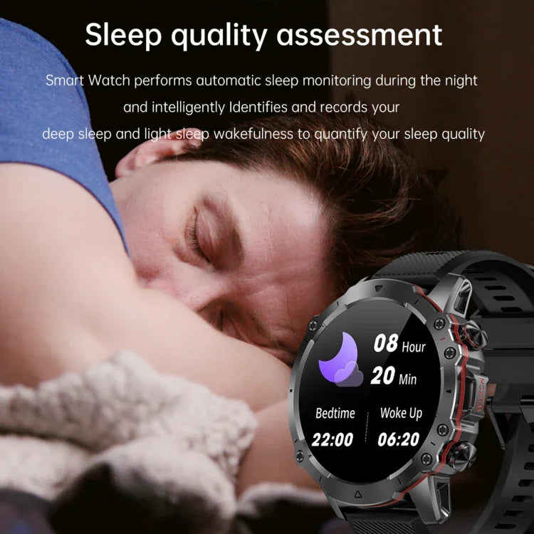 AK56 IP67 BT5.1 1,43-Zoll-Smartwatch mit Unterstützung für Sprachanrufe und Gesundheitsüberwachung, Perlmutt-Edelstahlarmband, Edelstahl-Mesh-Armband