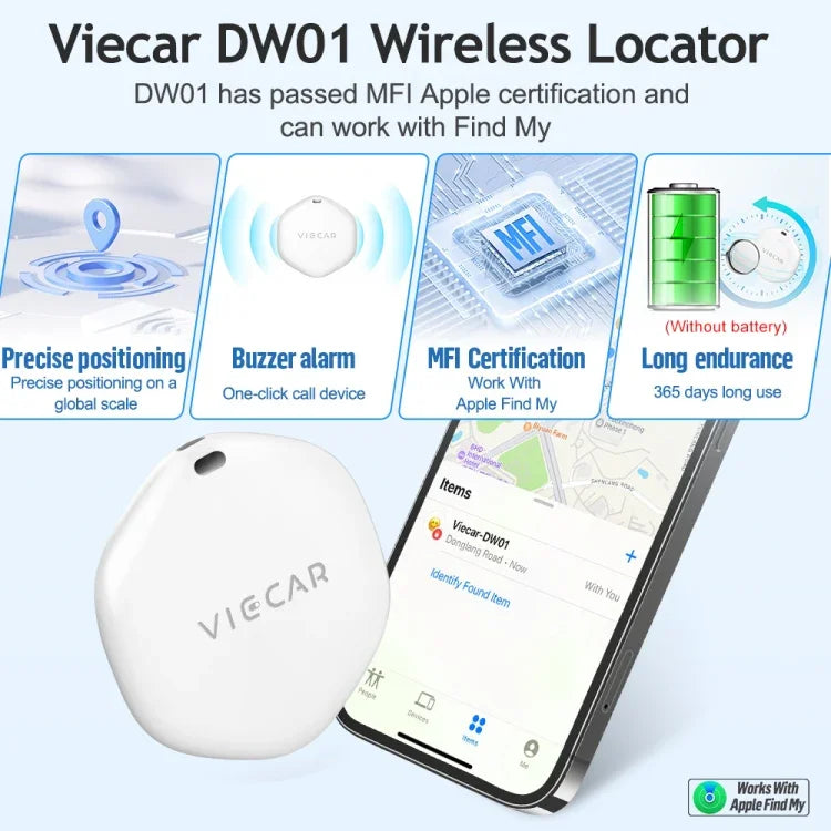 VIECAR DW01 Auto-Schlüssel Anti-Verlust-Erkennung kabelloser Ortungs-Tracker, VIECAR DW01
