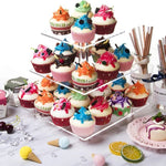 YX063 3-stöckiger quadratischer Cupcake-Ständer aus Acryl, YX063