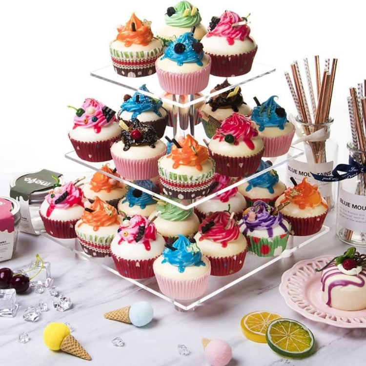 YX063 3-stöckiger quadratischer Cupcake-Ständer aus Acryl, YX063