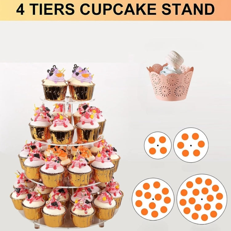 YX064 4-stöckiger, runder Cupcake-Ständer aus Acryl, YX064