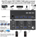 KC-KVM203DH 8K 30Hz USB3.0 DP+DP+HDMI Dreifach-Monitor KVM-Switch, EU-Stecker, KC-KVM203DH