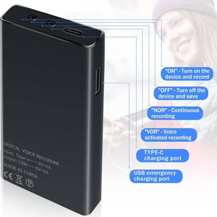 MZ006 Smart HD Geräuschreduzierungs-Diktiergerät, 16GB, 32GB
